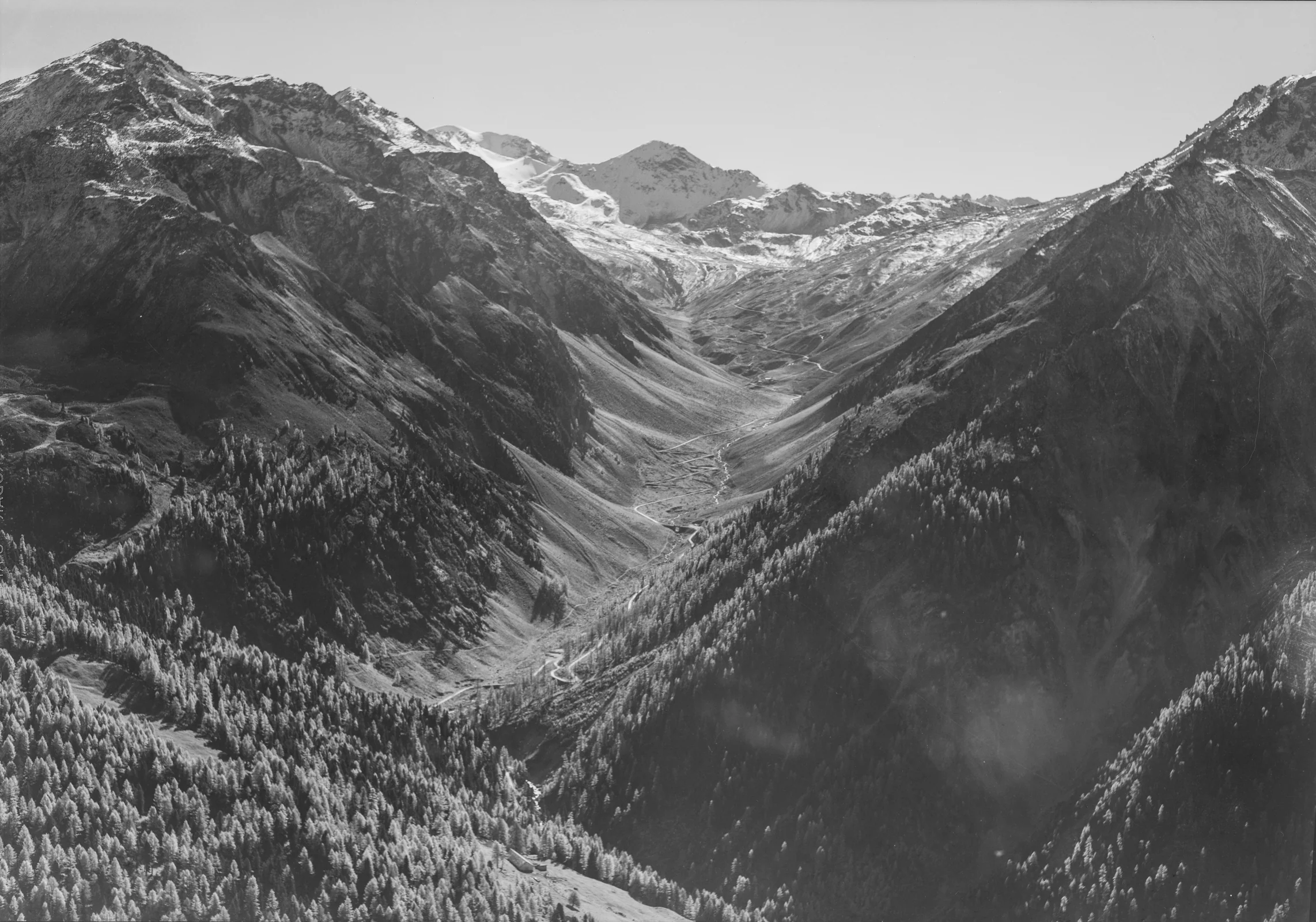 Historischer Blick auf das Val Muraunza am Umbrailpass